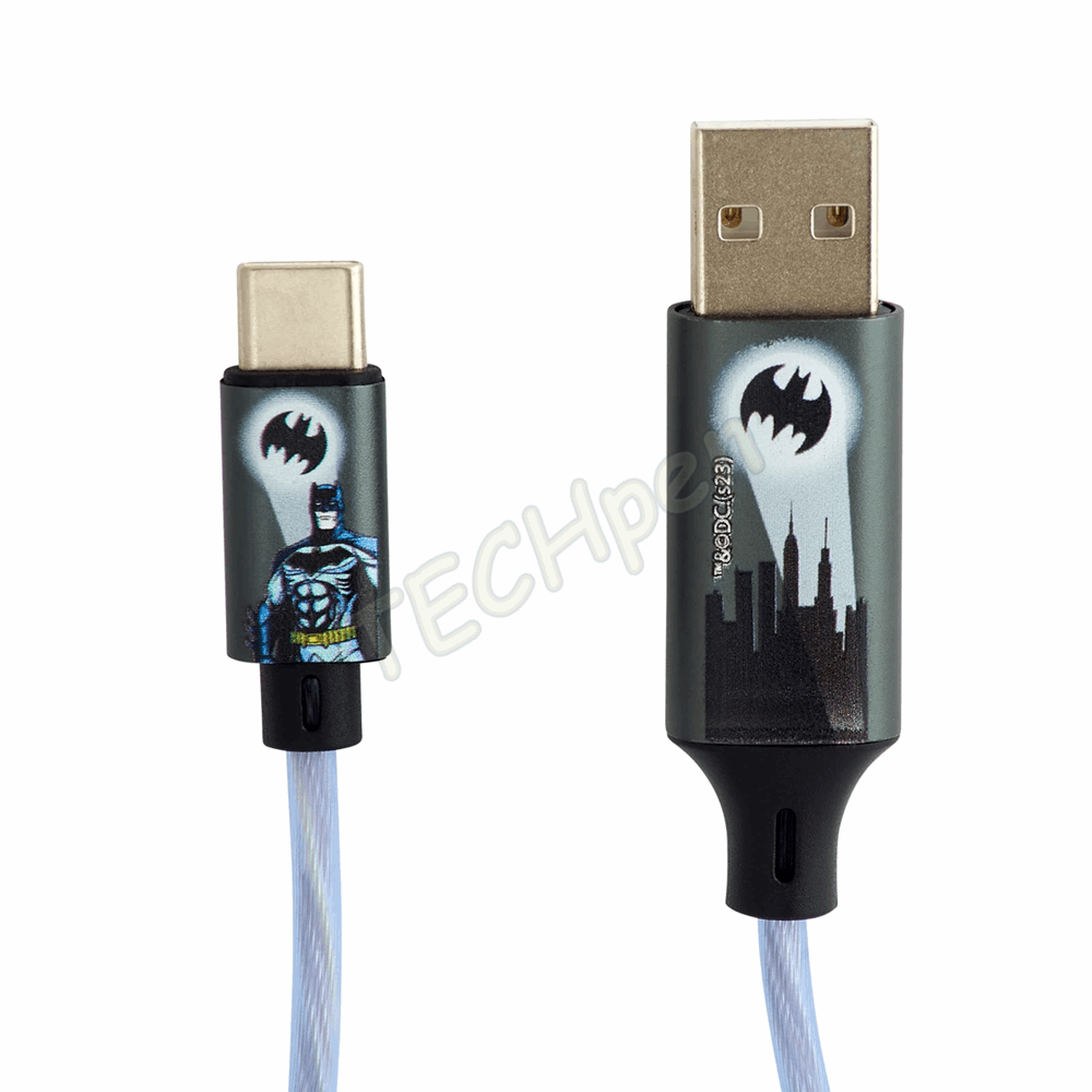 Lazerbuilt - Batman Light-Up USB-C Charging Cable - Batlogo CBBM-ACLI-BATMAN