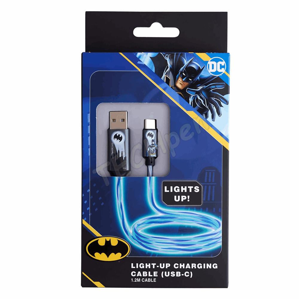Lazerbuilt - Batman Light-Up USB-C Charging Cable - Batlogo CBBM-ACLI-BATMAN