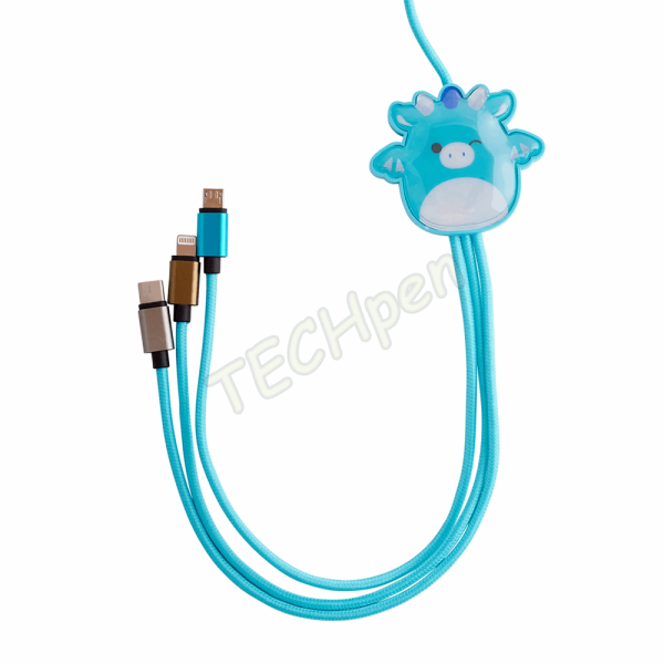 Lazerbuilt - Squishmallows 3-in-1 charging cable (1.2M) - Tatiana CBSQM-3IN1-TATIANA