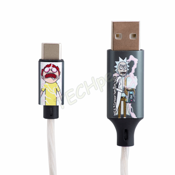 Lazerbuilt - Rick & Morty Light-Up USB-C Charging Cable - Shock! CBRM-ACLI-SHOCK