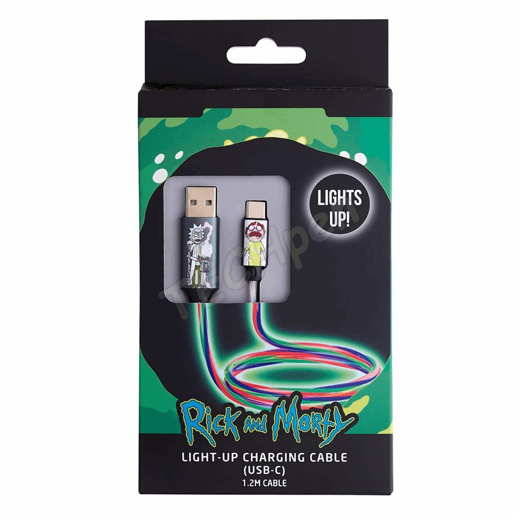 Lazerbuilt - Rick & Morty Light-Up USB-C Charging Cable - Shock! CBRM-ACLI-SHOCK