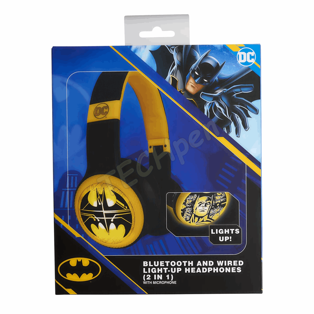 Lazerbuilt - Batman BT Light-Up Headphones - Batman Logo HMBM-BTLI-BATMAN