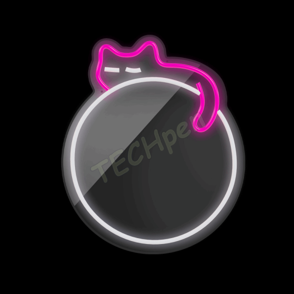Forever - Neon Mirror LED Lamp - Sleeping Cat/White- Pink RTV200017