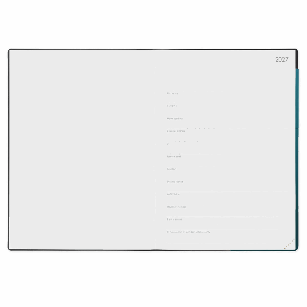 LEGAMI AG2712087 12-MONTH DIARY 2027 - DEEP TEAL - MAXI - WEEKLY