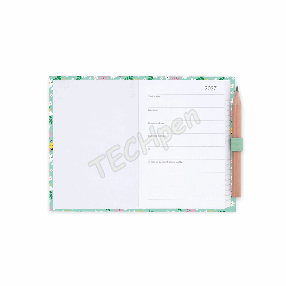 LEGAMI AG2712095 12-MONTH DIARY 2027 - BEE - GREEN - MINI - 2-DAY