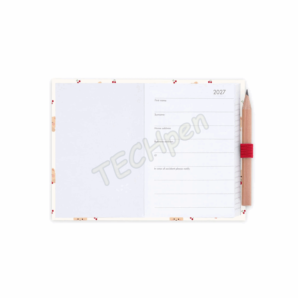 LEGAMI AG2712096 12-MONTH DIARY 2027 - TEDDY BEAR - CHERRY - WHITE - MINI - 2-DAY