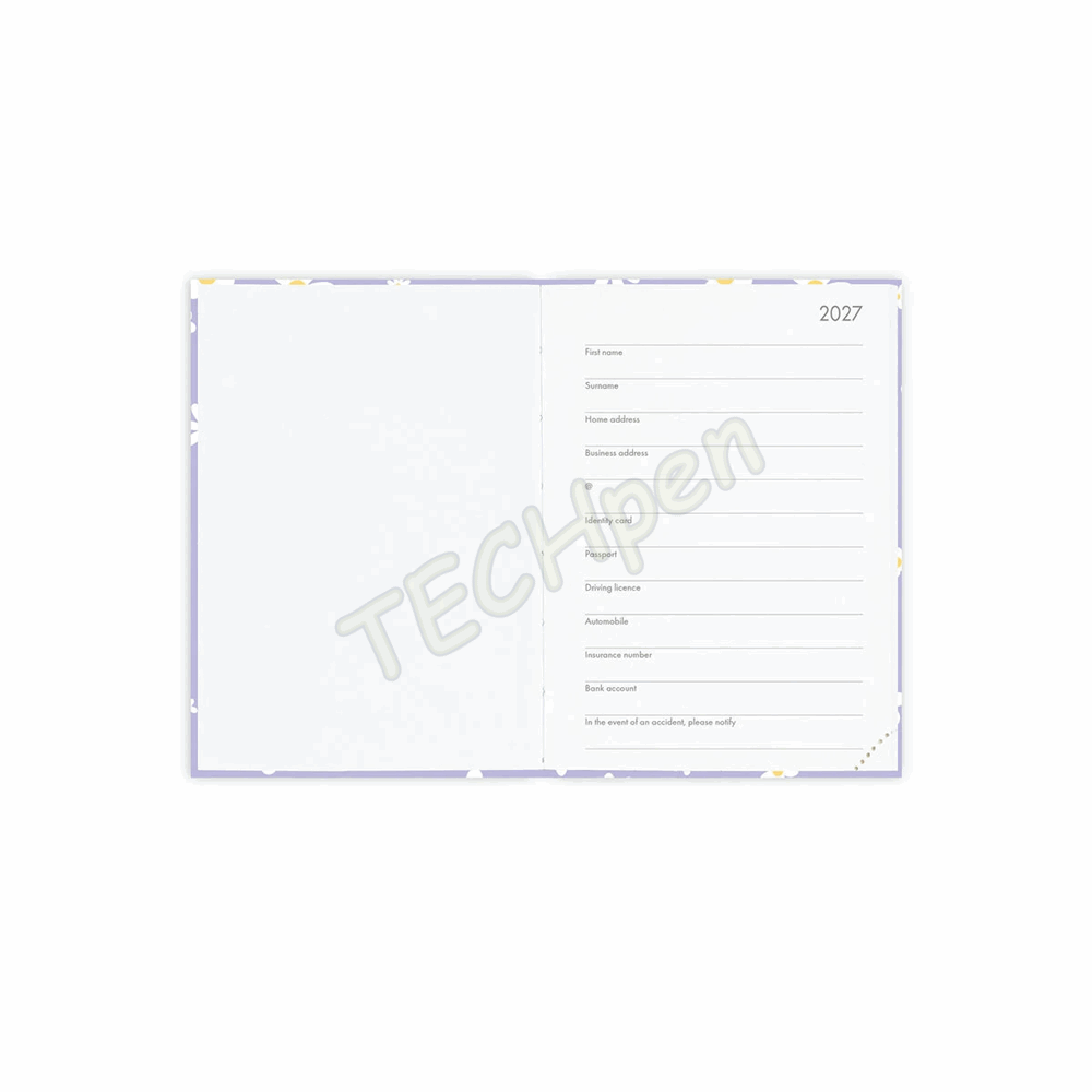 LEGAMI AG2712114 12-MONTH DIARY 2027 - DAISY - LILAC - SMALL - DAILY