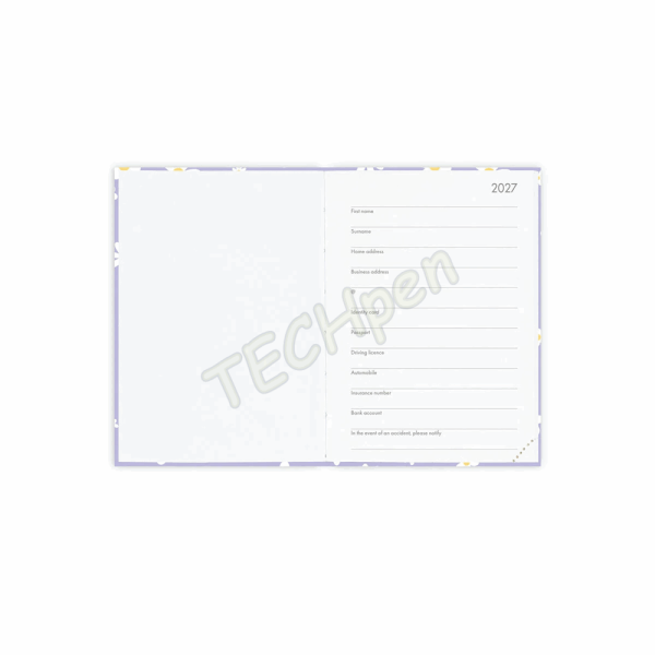 LEGAMI AG2712114 12-MONTH DIARY 2027 - DAISY - LILAC - SMALL - DAILY