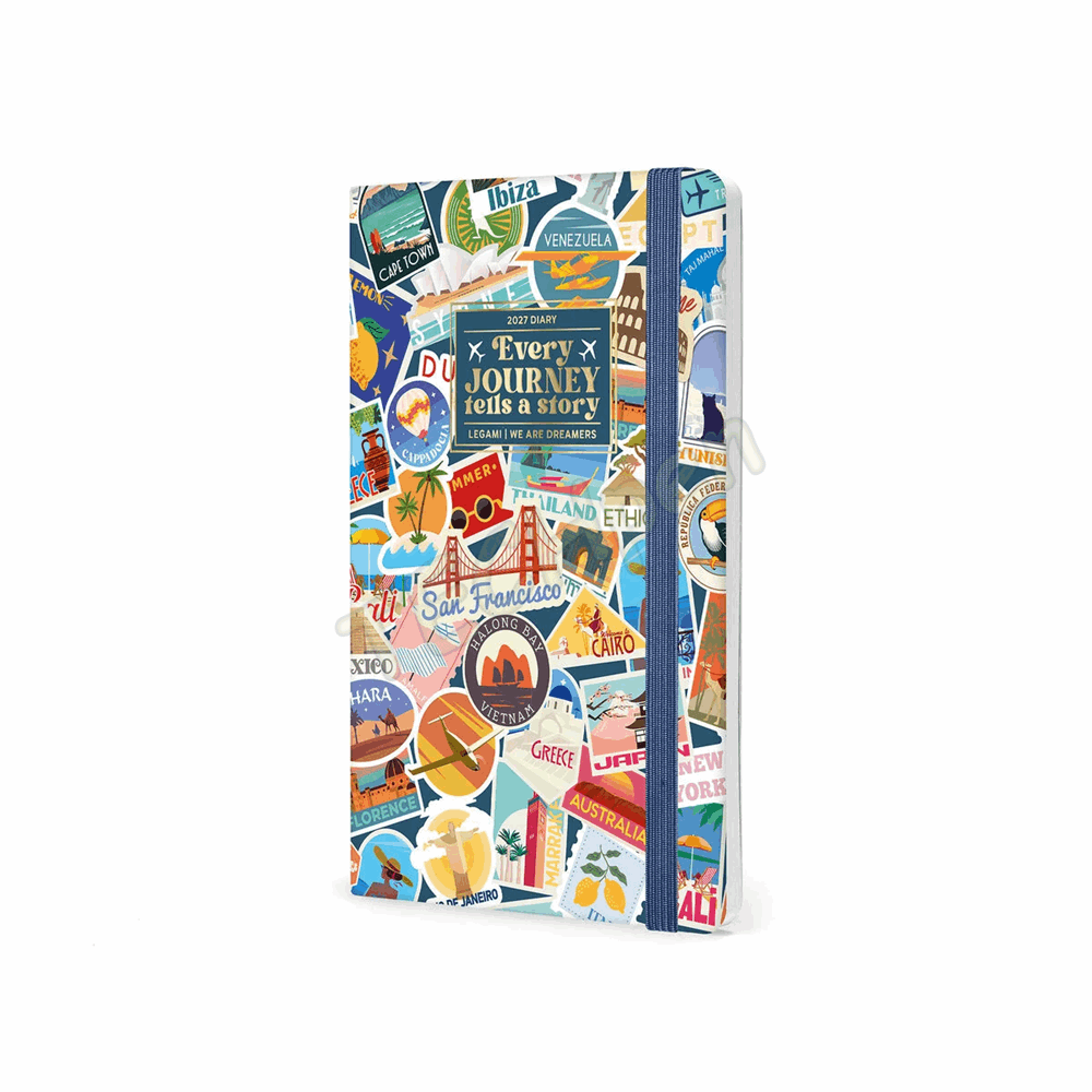 LEGAMI AG2712131 12-MONTH DIARY 2027 - TRAVEL - STICKERS - MEDIUM - WEEKLY
