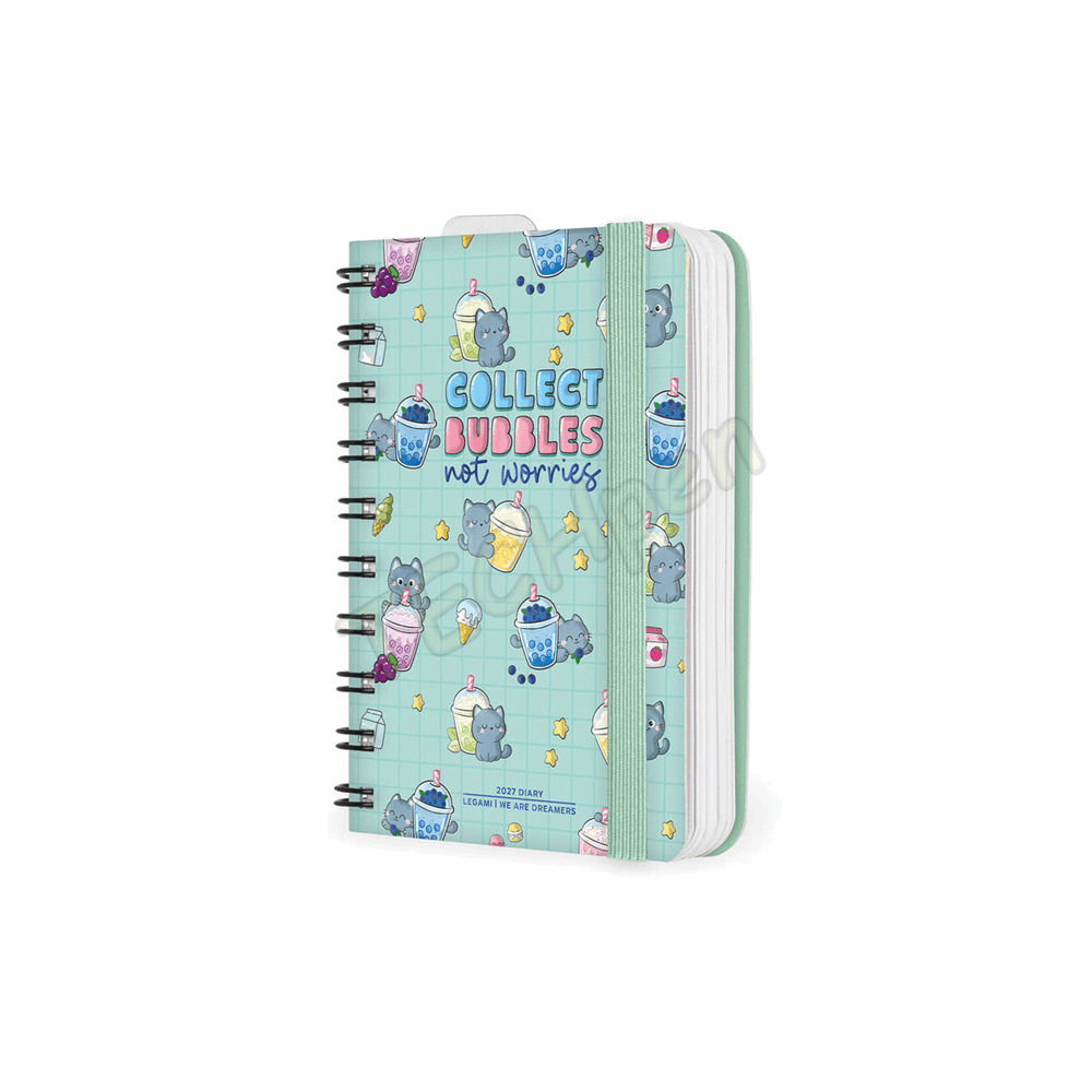 LEGAMI AG2712146 12-MONTH DIARY 2027 - KITTY - BUBBLE TEA - SMALL - DAILY SPIRAL BOUND