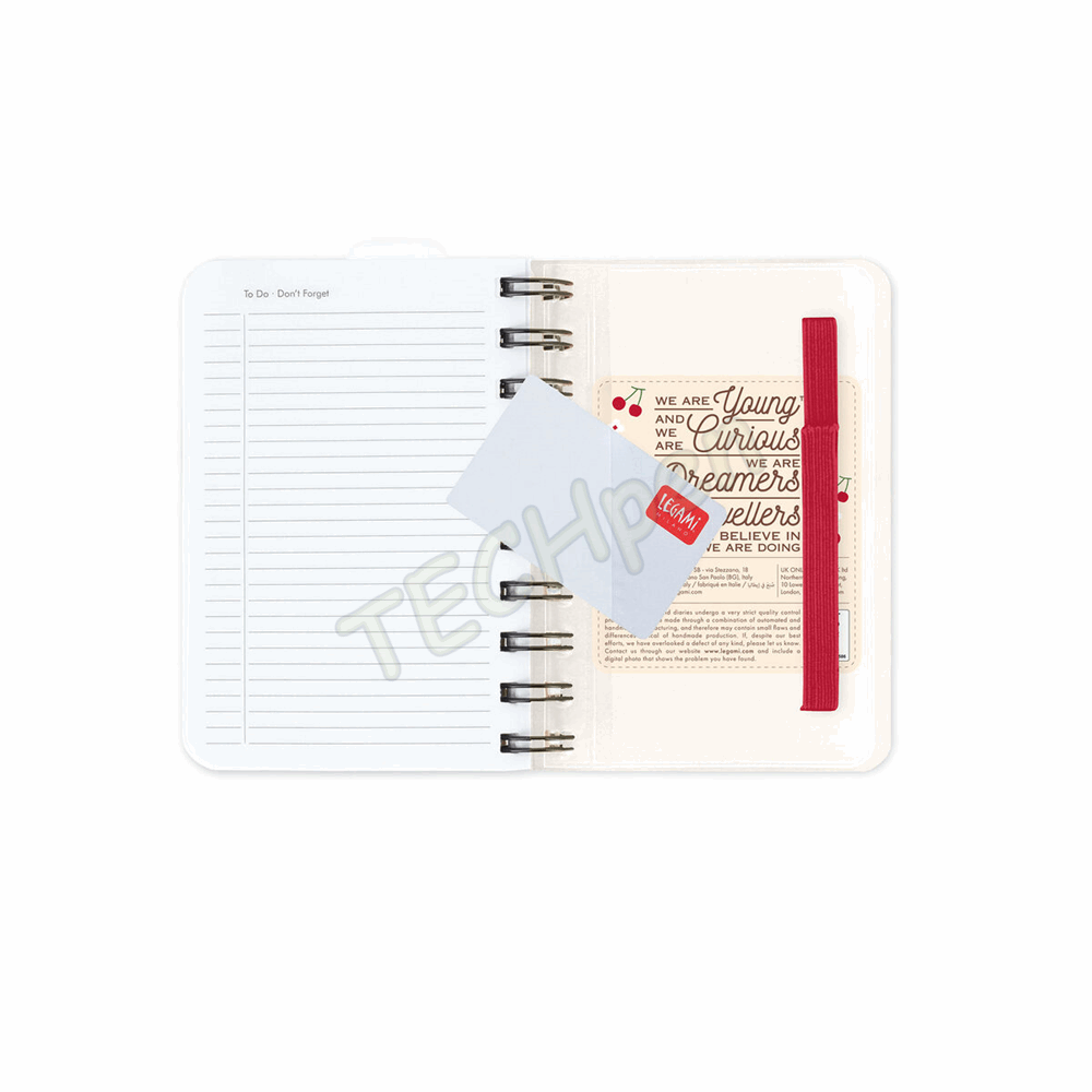 LEGAMI AG2712147 12-MONTH DIARY 2027 - TEDDY BEAR - CHERRY - WHITE - SMALL - DAILY SPIRAL