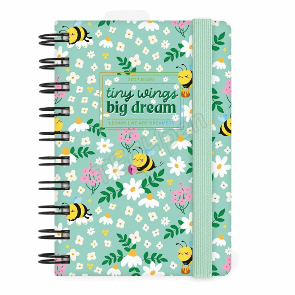 LEGAMI AG2712148 12-MONTH DIARY 2027 - BEE - GREEN - SMALL - DAILY SPIRAL BOUND