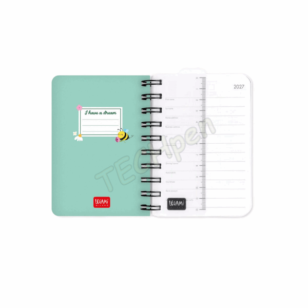 LEGAMI AG2712148 12-MONTH DIARY 2027 - BEE - GREEN - SMALL - DAILY SPIRAL BOUND