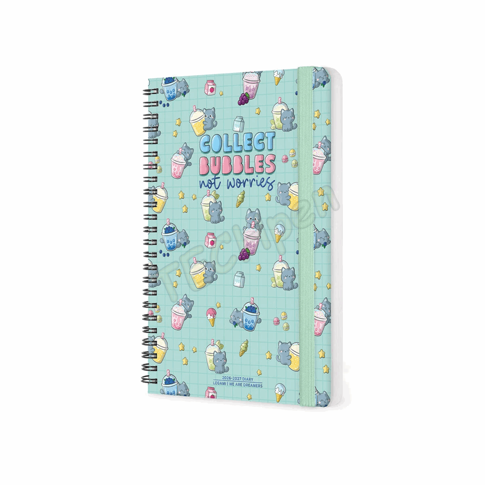 LEGAMI AG2712158 12-MONTH DIARY 2027 - KITTY - BUBBLE TEA - LARGE - WEEKLY SPIRAL BOUND