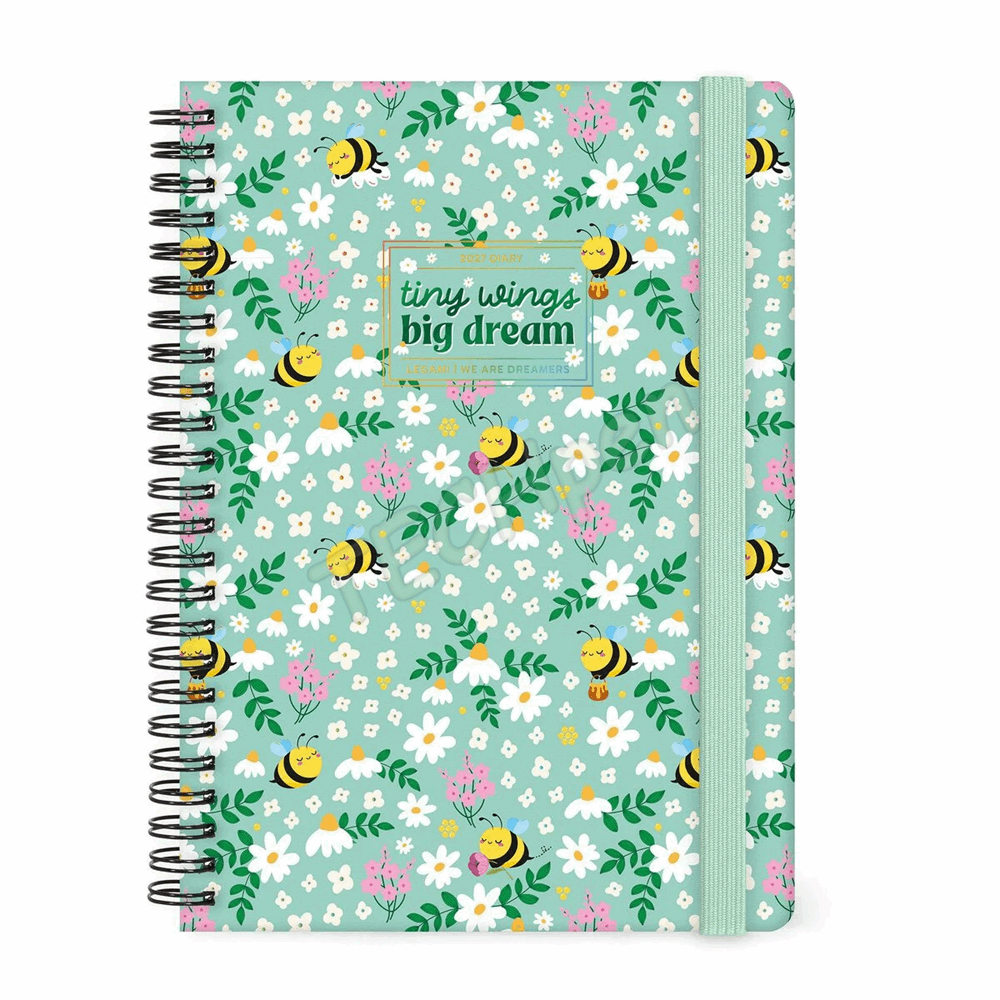LEGAMI AG2712160 12-MONTH DIARY 2027 - BEE - GREEN - LARGE - WEEKLY SPIRAL BOUND