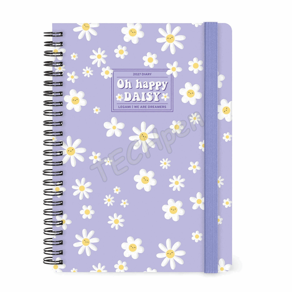 LEGAMI AG2712161 12-MONTH DIARY 2027 - DAISY - LILAC - LARGE - WEEKLY SPIRAL BOUND