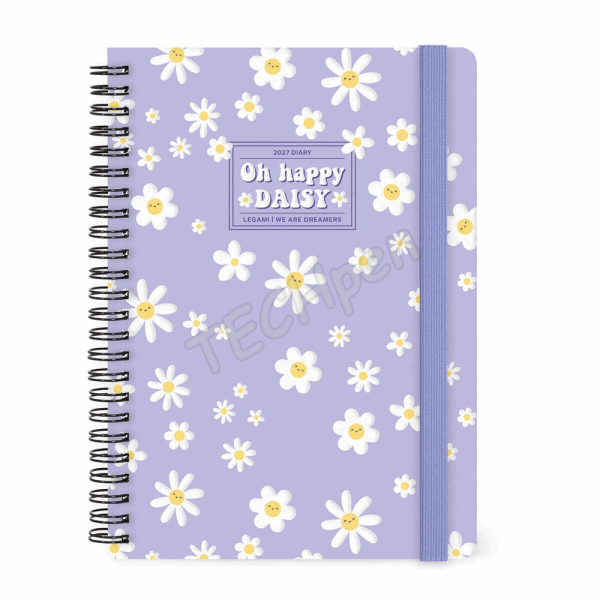 LEGAMI AG2712161 12-MONTH DIARY 2027 - DAISY - LILAC - LARGE - WEEKLY SPIRAL BOUND