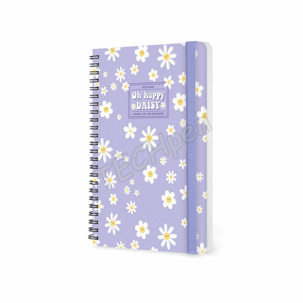 LEGAMI AG2712161 12-MONTH DIARY 2027 - DAISY - LILAC - LARGE - WEEKLY SPIRAL BOUND
