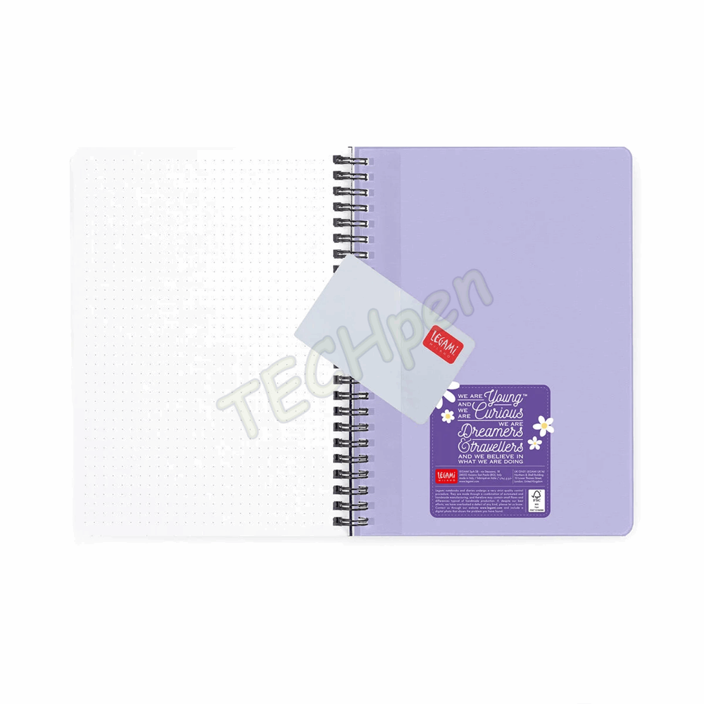LEGAMI AG2712161 12-MONTH DIARY 2027 - DAISY - LILAC - LARGE - WEEKLY SPIRAL BOUND