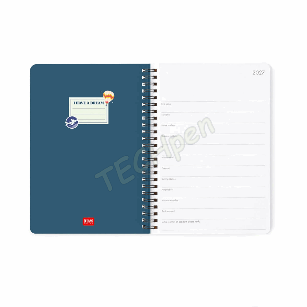 LEGAMI AG2712165 12-MONTH DIARY 2027 - TRAVEL - STICKERS - LARGE - WEEKLY SPIRAL BOUND
