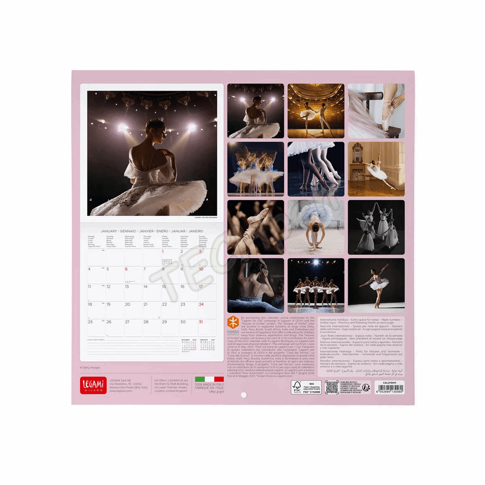 LEGAMI CAL270011 WALL CALENDAR 2027 - VARIOUS - BALLET - 30X29