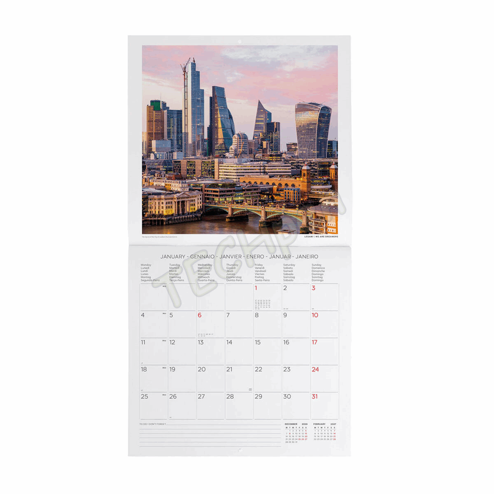LEGAMI CAL270018 WALL CALENDAR 2027 - AROUND THE WORLD - LONDON - 30X29