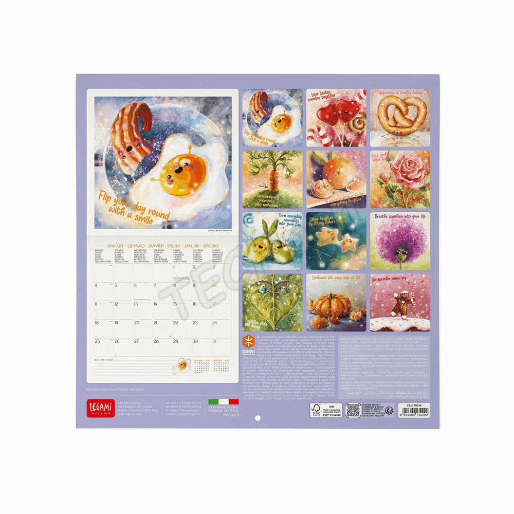 LEGAMI CAL270034 WALL CALENDAR 2027 - INSPIRATION - GOOD VIBES ONLY - 30X29