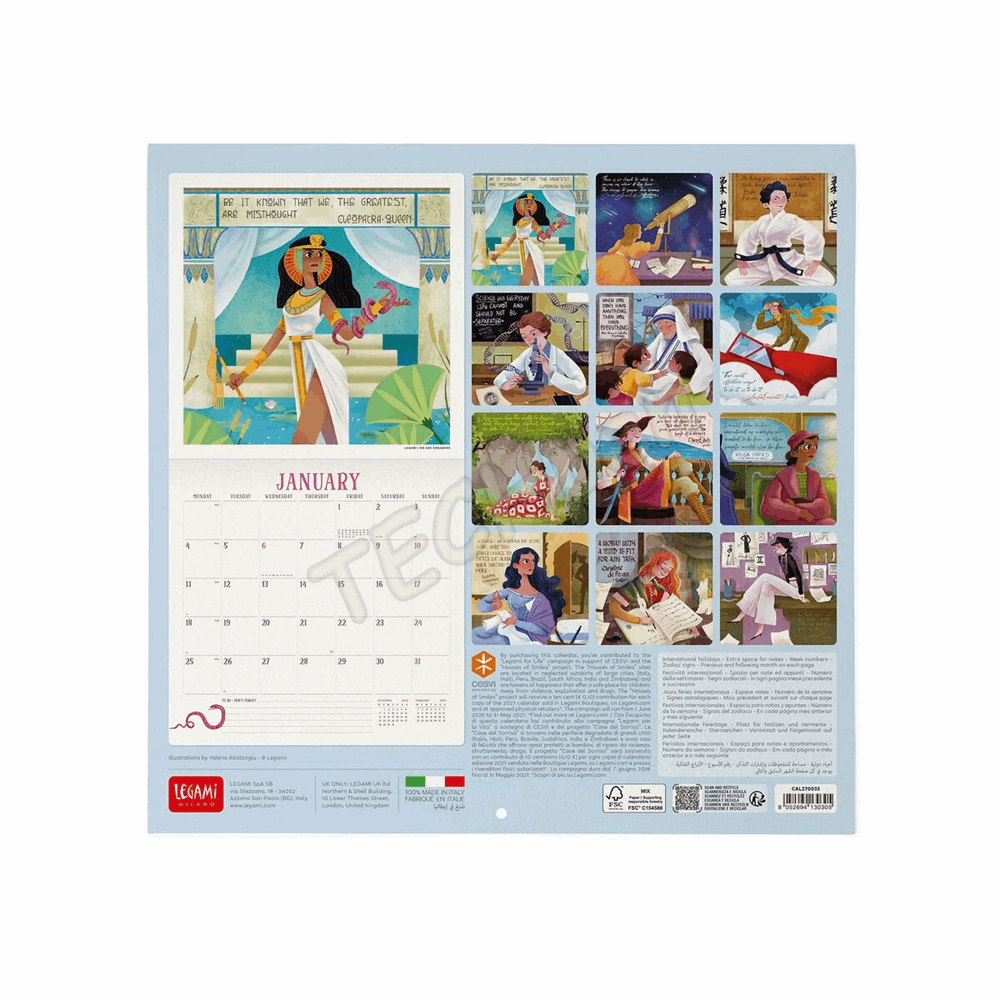 LEGAMI CAL270035 WALL CALENDAR 2027 - INSPIRATION - INSPIRING WOMEN - 30X29