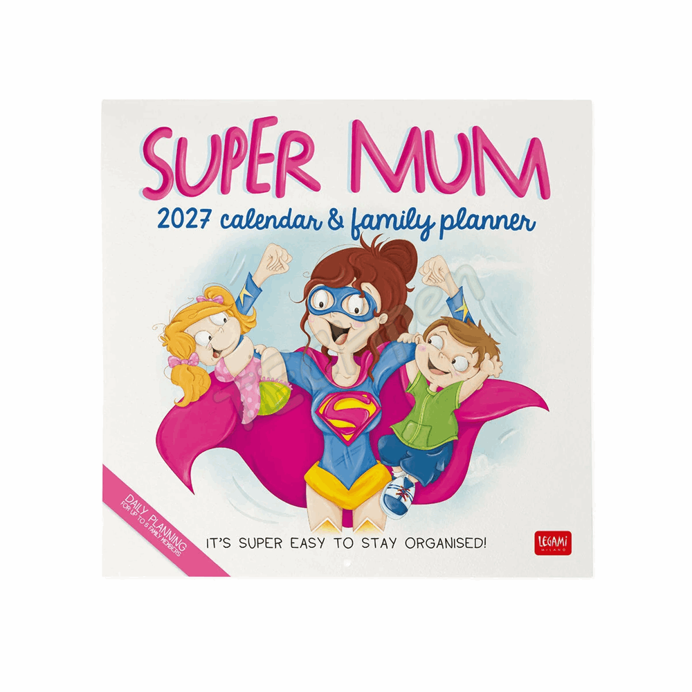 LEGAMI CAL270042 WALL CALENDAR 2027 - FAMILY PLANNER - SUPER MUM - 30X29