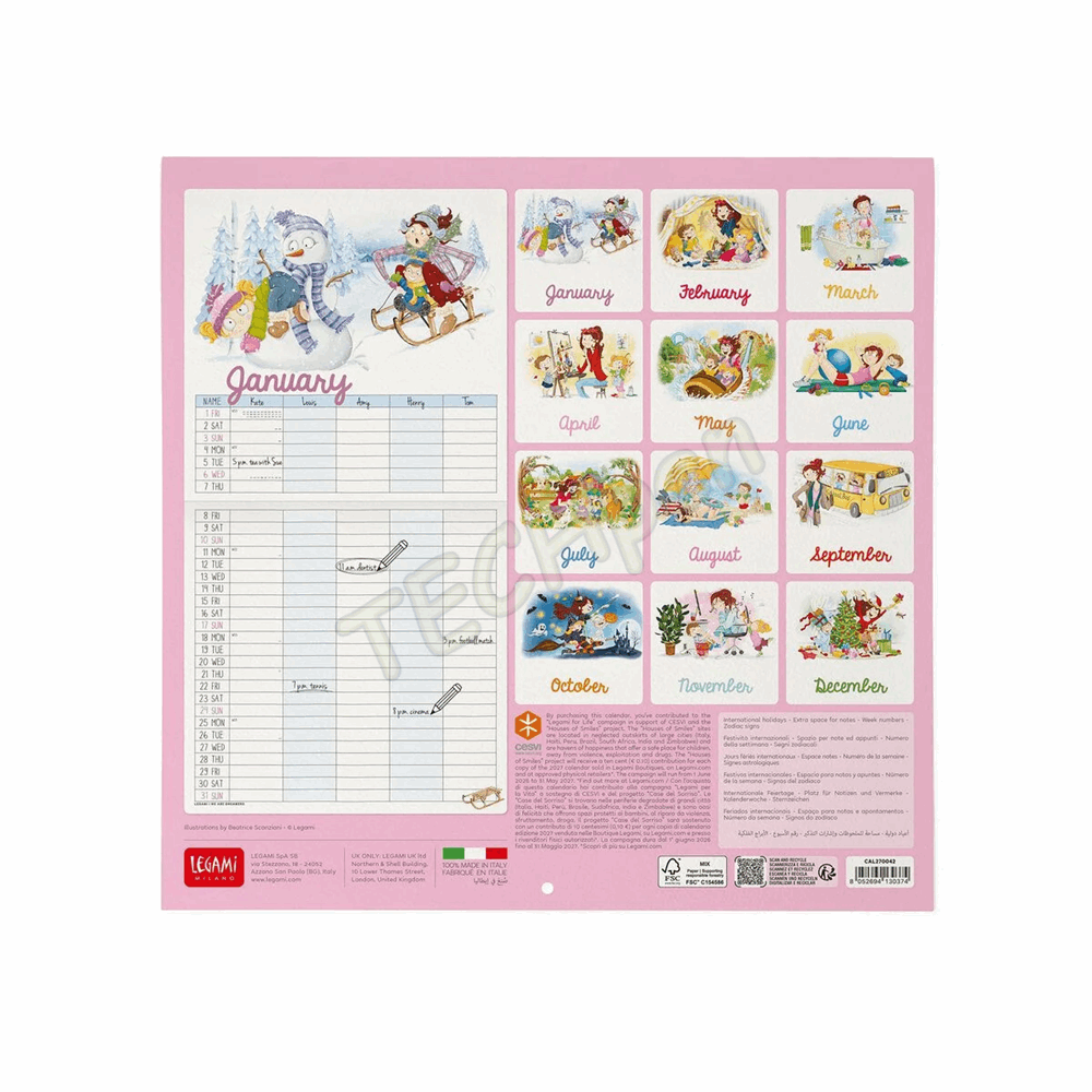 LEGAMI CAL270042 WALL CALENDAR 2027 - FAMILY PLANNER - SUPER MUM - 30X29