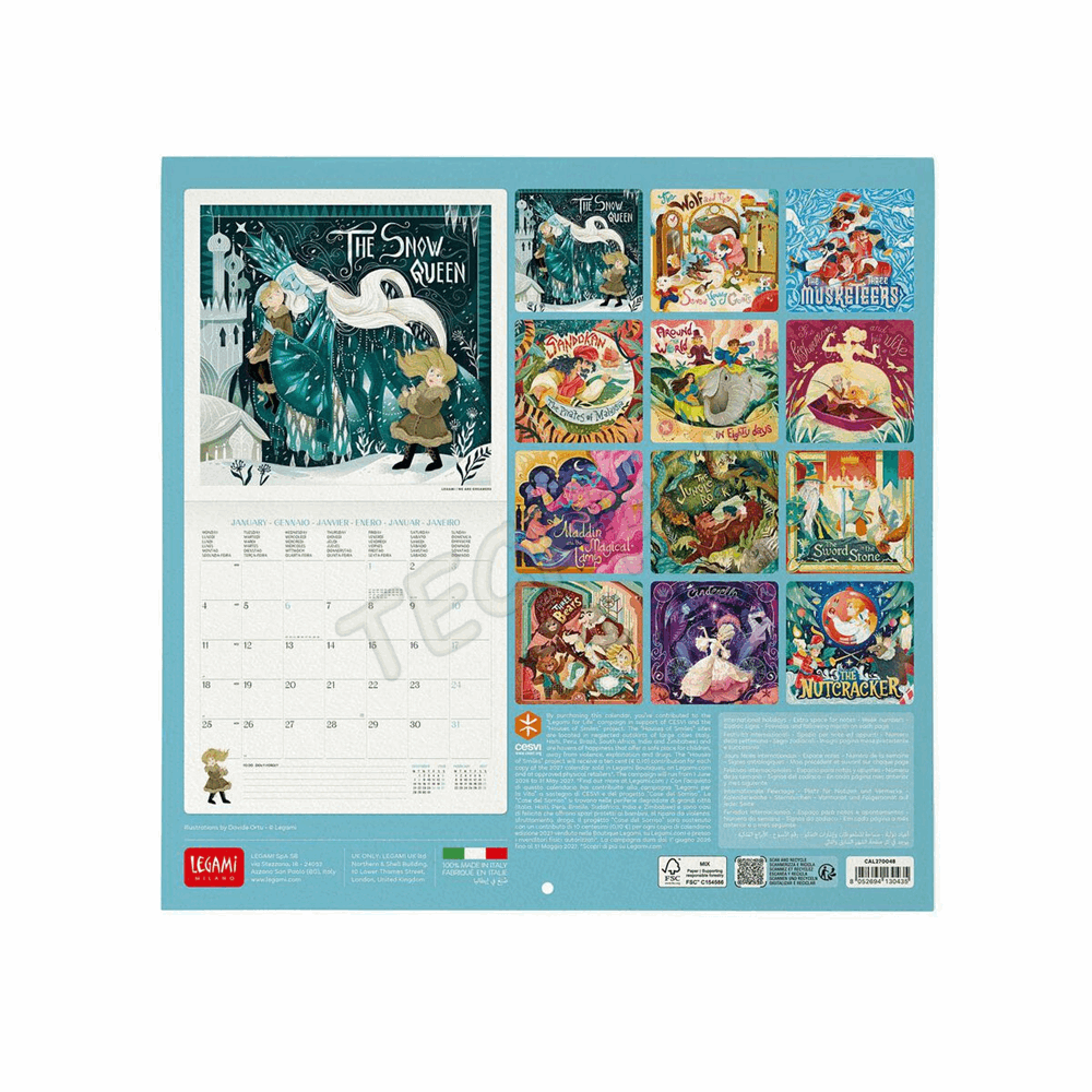 LEGAMI CAL270048 WALL CALENDAR 2027 - BOOK LOVERS - ONCE UPON A TIME - 30X29