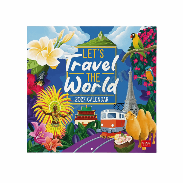 LEGAMI CAL270049 WALL CALENDAR 2027 - AROUND THE WORLD - LETS TRAVEL THE WORLD - 30X29