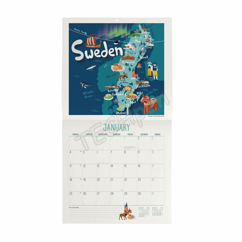 LEGAMI CAL270049 WALL CALENDAR 2027 - AROUND THE WORLD - LETS TRAVEL THE WORLD - 30X29