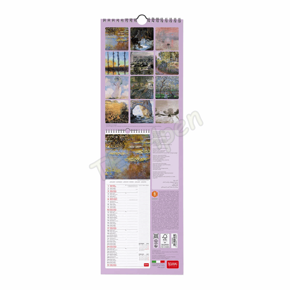 LEGAMI CAL270065 WALL CALENDAR 2027 - ART COLLECTION - CLAUDE MONET - 16X49