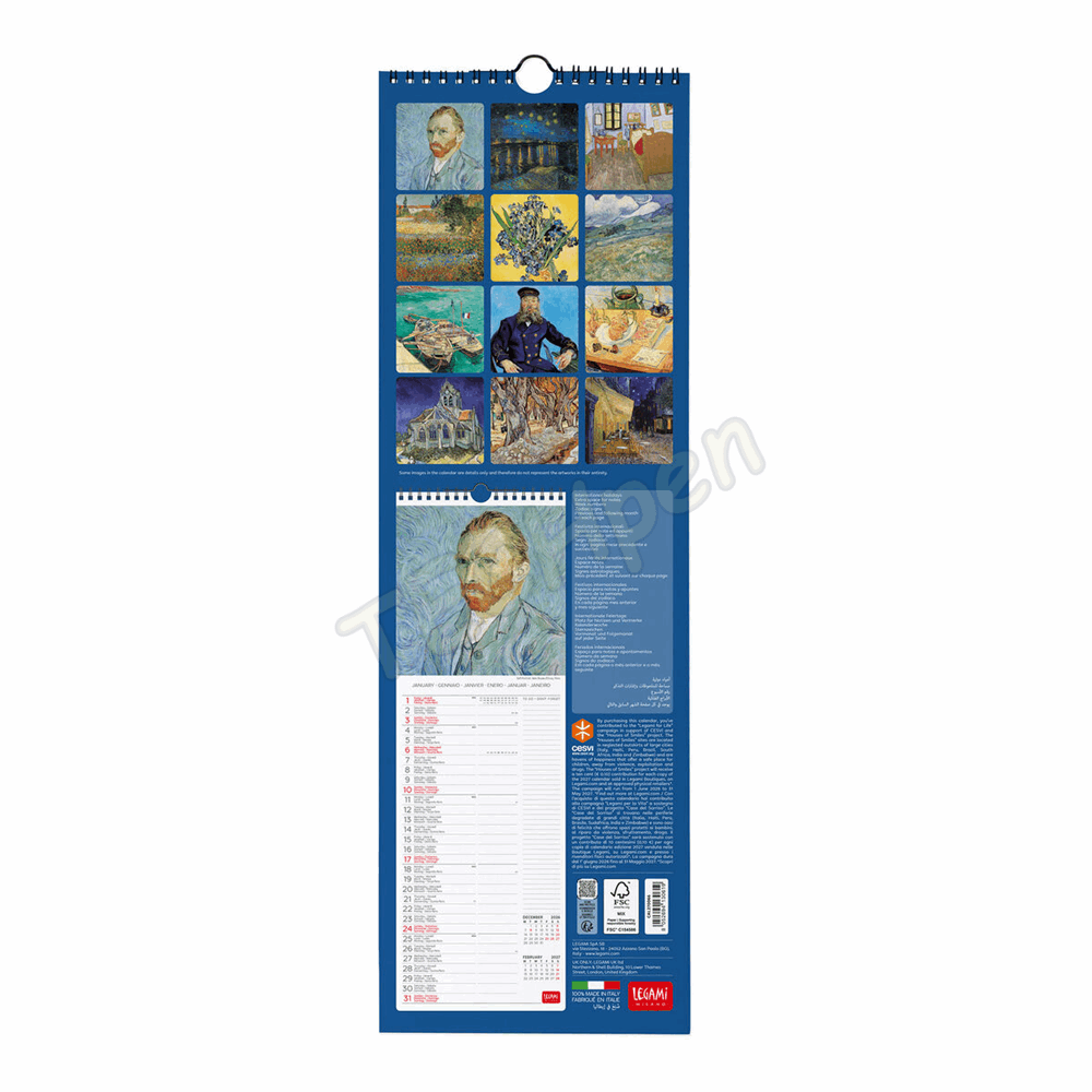 LEGAMI CAL270066 WALL CALENDAR 2027 - ART COLLECTION - VINCENT VAN GOGH - 16X49