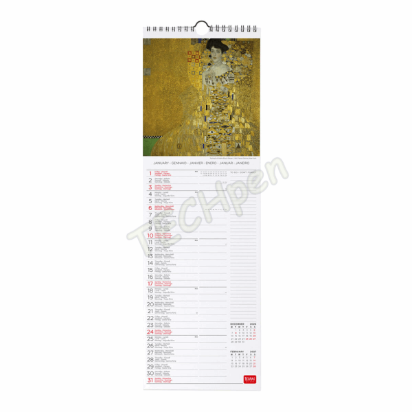LEGAMI CAL270067 WALL CALENDAR 2027 - ART COLLECTION - GUSTAV KLIMT - 16X49