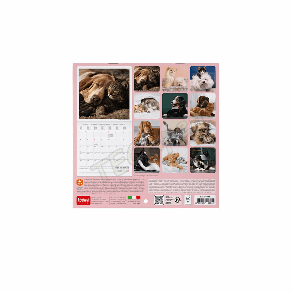 LEGAMI CAL270088 WALL CALENDAR 2027 - ANIMALS - BEST FRIENDS - 18X18