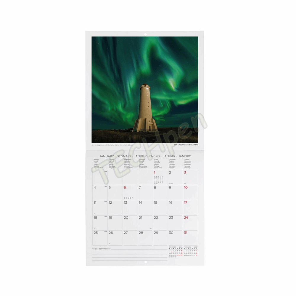 LEGAMI CAL270094 WALL CALENDAR 2027 - NATURE & LANDSCAPES - LIGHTHOUSES OF THE WORLD - 18X