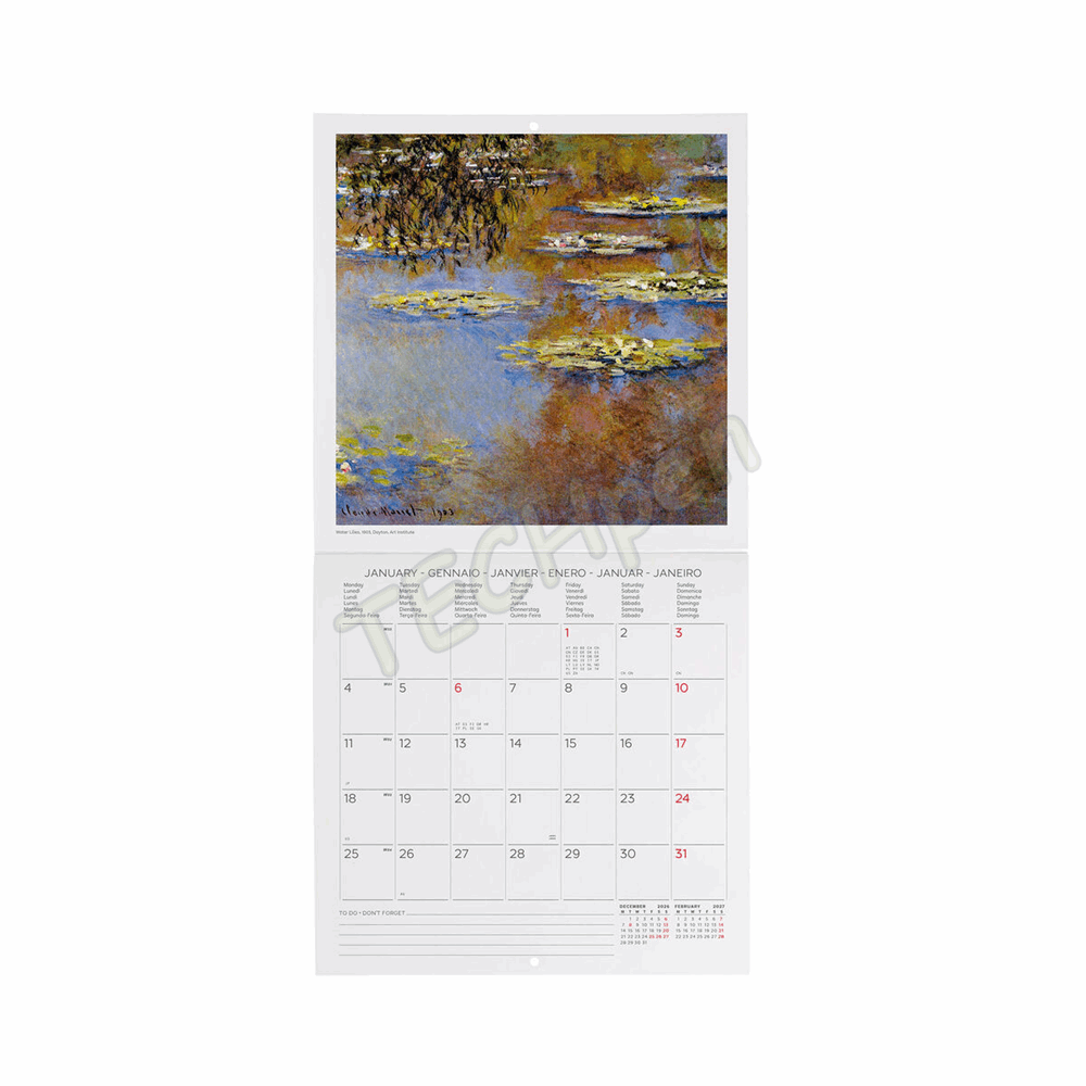 LEGAMI CAL270096 WALL CALENDAR 2027 - ART COLLECTION - CLAUDE MONET - 18X18