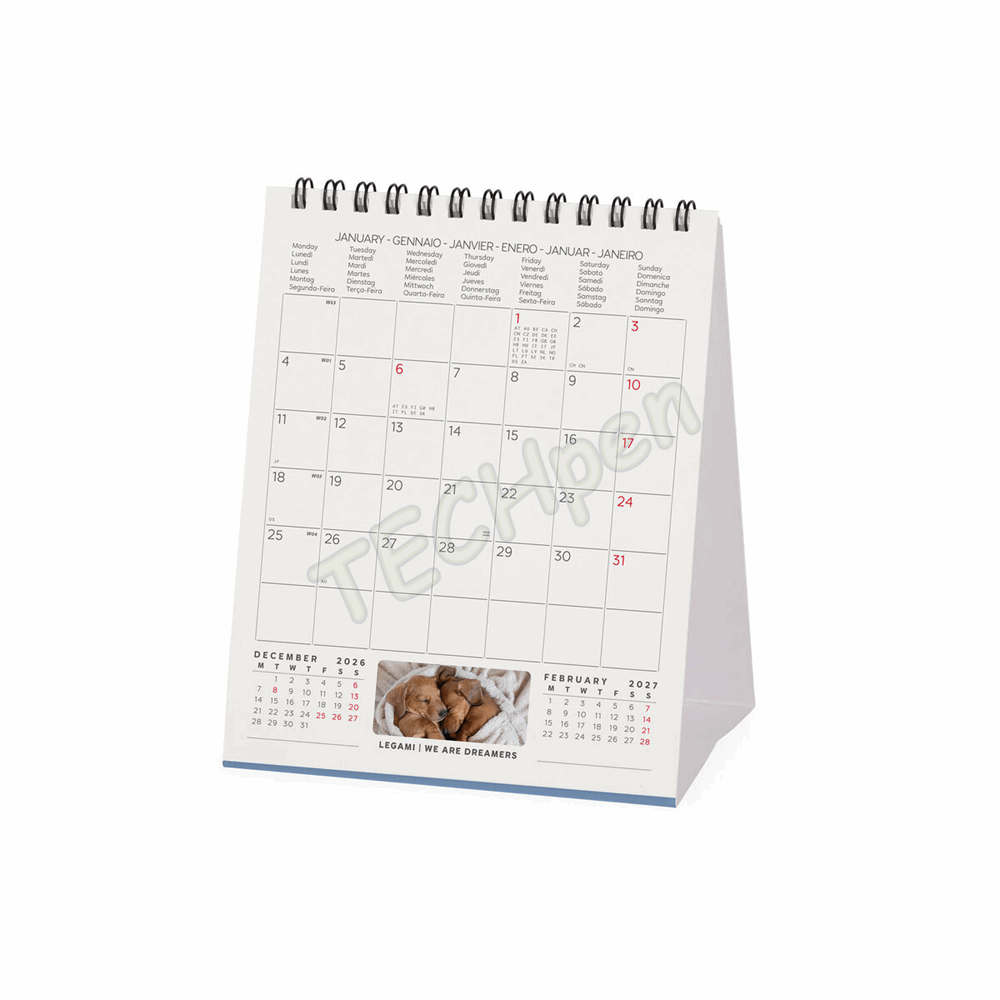LEGAMI CAL270121 DESK CALENDAR 2027 - DOGS - PUPPIES - 12X14.5
