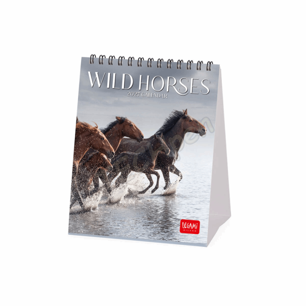 LEGAMI CAL270124 DESK CALENDAR 2027 - ANIMALS - WILD HORSES - 12X14.5