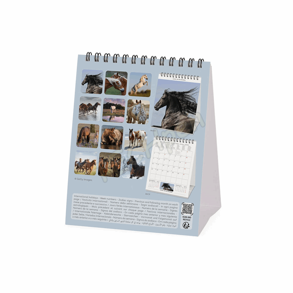 LEGAMI CAL270124 DESK CALENDAR 2027 - ANIMALS - WILD HORSES - 12X14.5