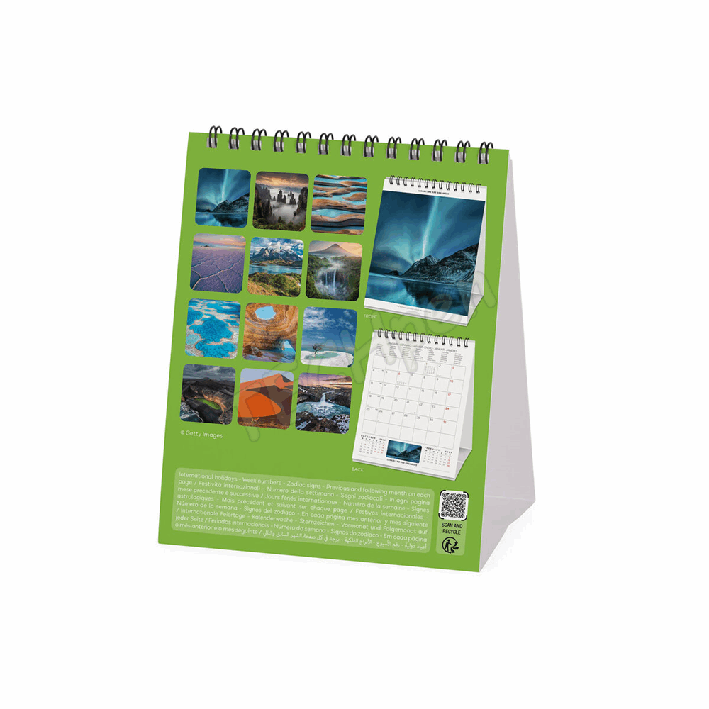 LEGAMI CAL270126 DESK CALENDAR 2027 - NATURE & LANDSCAPES - PLANET EARTH - 12X14.5