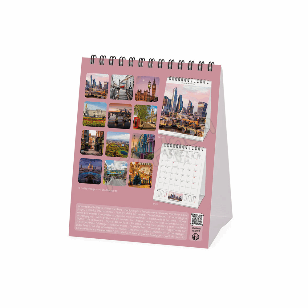 LEGAMI CAL270131 DESK CALENDAR 2027 - AROUND THE WORLD - LONDON - 12X14.5