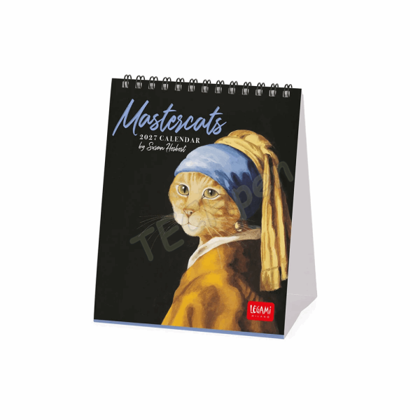 LEGAMI CAL270136 DESK CALENDAR 2027 - ART COLLECTION - MASTERCATS - 12X14.5