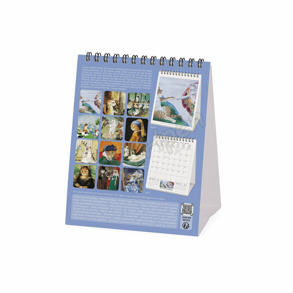 LEGAMI CAL270136 DESK CALENDAR 2027 - ART COLLECTION - MASTERCATS - 12X14.5