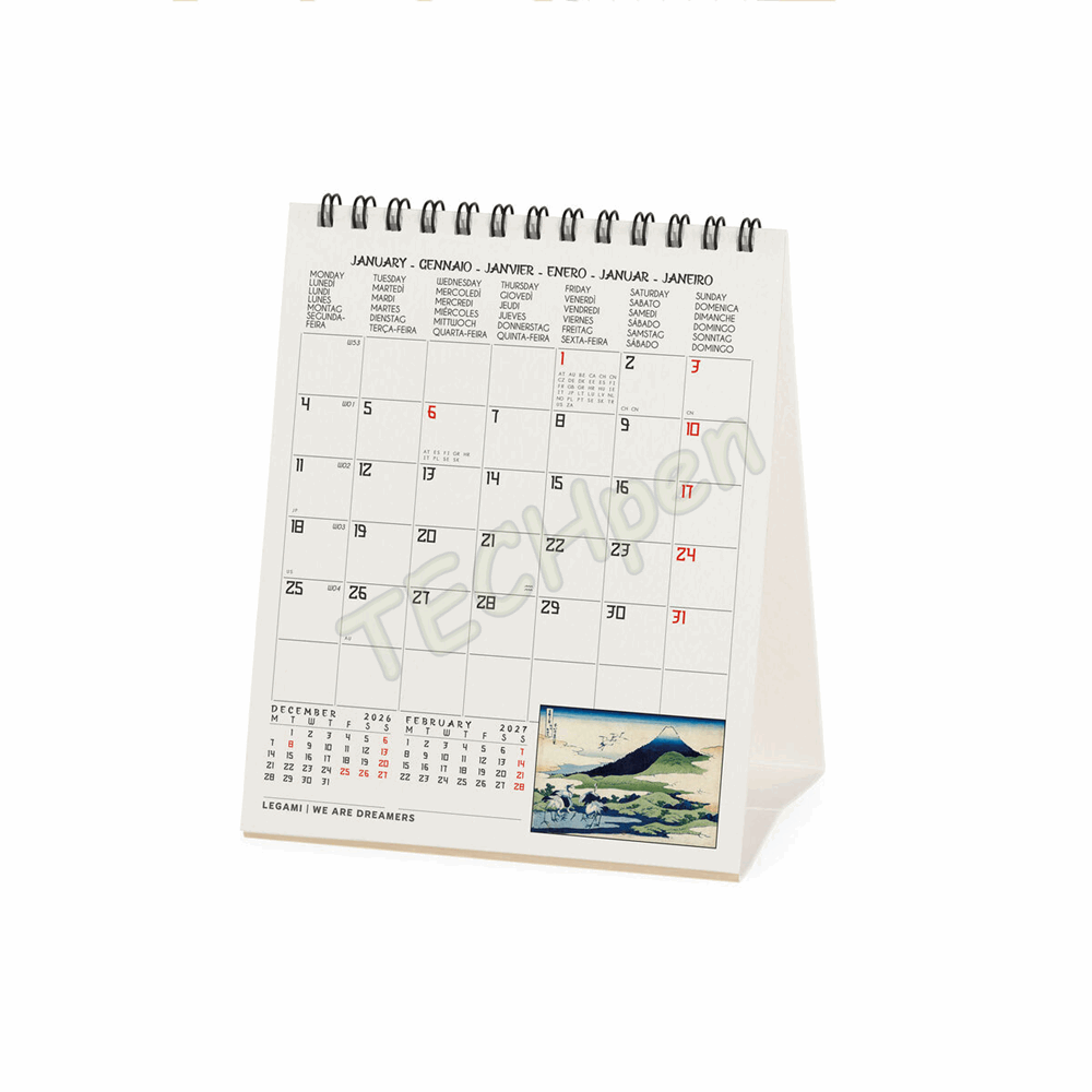 LEGAMI CAL270137 DESK CALENDAR 2027 - ART COLLECTION - JAPANESE SCHOOL - 12X14.5