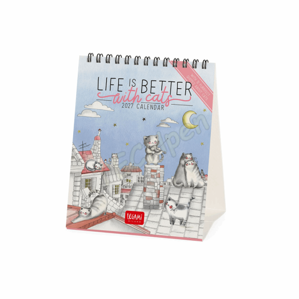 LEGAMI CAL270139 DESK CALENDAR 2027 - CATS - SKETCHY CATS - 12X14.5