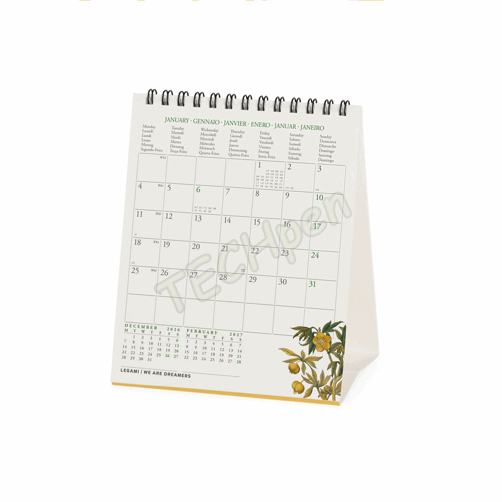 LEGAMI CAL270146 DESK CALENDAR 2027 - VINTAGE - HERBARIUM - 12X14.5
