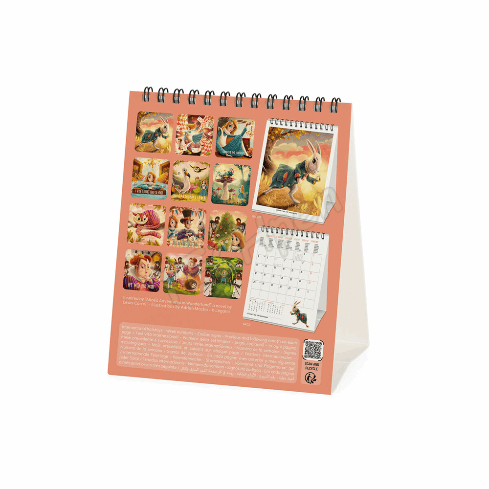 LEGAMI CAL270150 DESK CALENDAR 2027 - BOOK LOVERS - WONDERLAND - 12X14.5